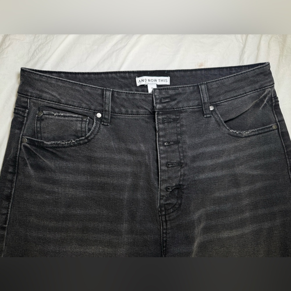 NWOT Jeans And Now This High Waist Wide-Leg Rip Crop Black Wash Size 31 Vintage - Picture 8 of 16